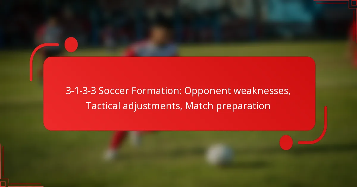 3-1-3-3 Soccer Formation: Opponent weaknesses, Tactical adjustments, Match preparation
